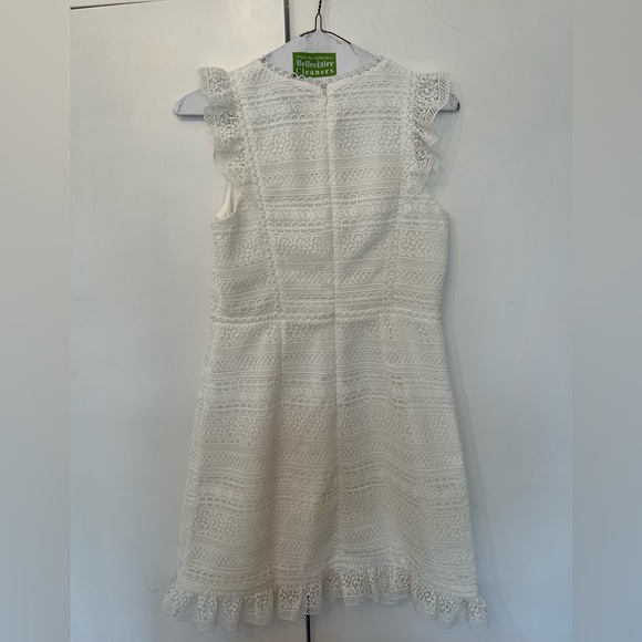 J Crew Ivory White Mixed Lace Ruffle Dress. Size  6 - Picture 4 of 6